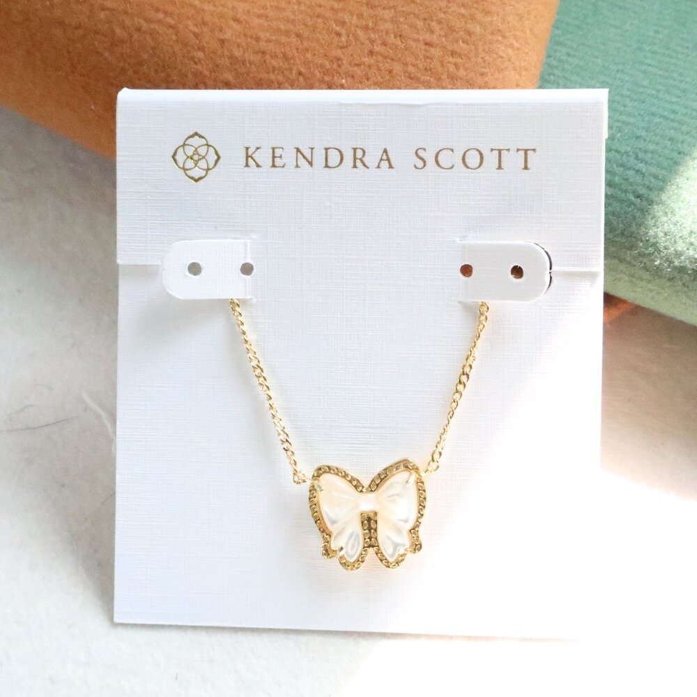 Kendra Scott Gold Haley Bow Ivory Mother-of-Pearl Necklace